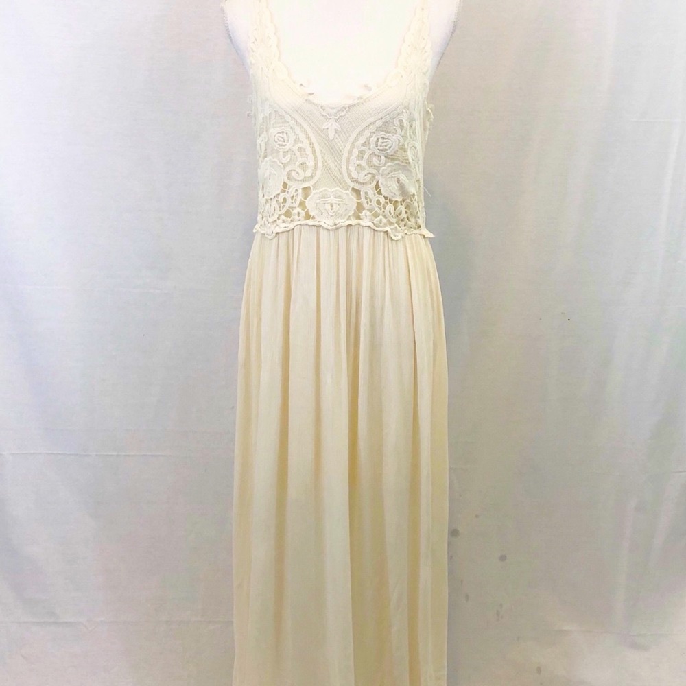 Sz M Cream Altar’d State Crochet Top Maxi Dress
